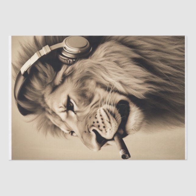 Coole Löwe mit Kopfhörern Rauchentzug/Tissue Seidenpapier (Vorderseite)