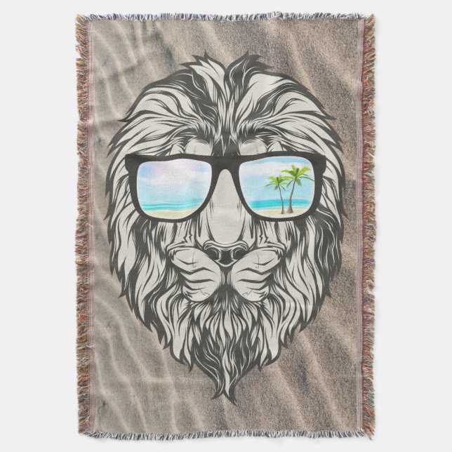 Coole Löwe mit Sommersonne Decke (Vorderseite Vertikal)