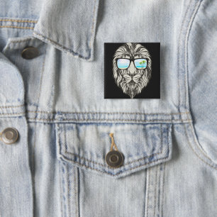 Coole Löwe mit Sommersonnenbrille T - Shirt Button