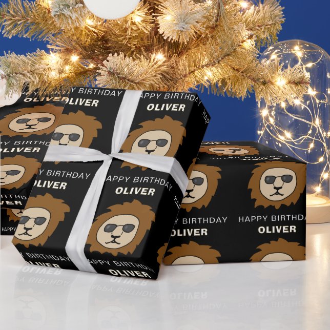 Coole Löwenkopfmuster Tier Geburtstag Geschenkpapier (Feiertage)