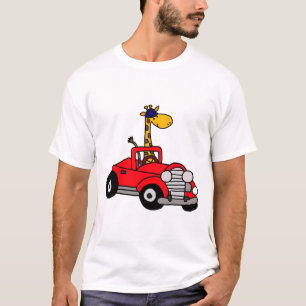 Coole lustige Giraffe, die rotes konvertierbares T-Shirt