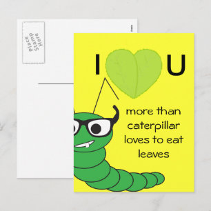 Coole lustige nerdige Raupen Valentinstag Feiertagspostkarte