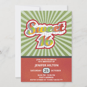 Coole lustige Retro-Typografie süß 16 Einladung