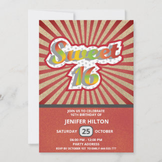 Coole lustige Retro-Typografie süß 16 Einladung
