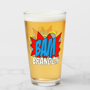 Coole, lustige, vintage Comic-Book-Pop-Art-Style B Glas