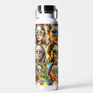 Coole Mädchen in Sonnenbrillen AI-Kunst Trinkflasche