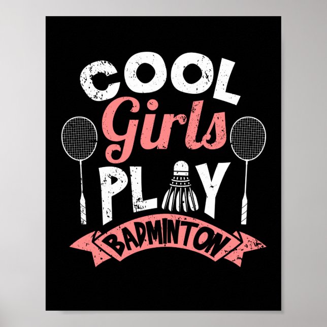 Coole Mädchen spielen Badminton Funny Badminton Poster (Vorne)