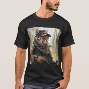 Coole MAGA Big Cat mit Gun und Camouflage AMERICA T-Shirt