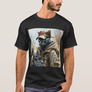 Coole MAGA-Katze mit Gun & Camouflage BLACK PANTHE T-Shirt