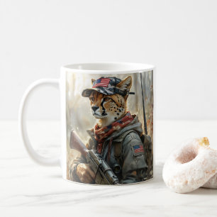 Coole MAGA-Katze mit Gun & Camouflage CHEETAH Kaffeetasse