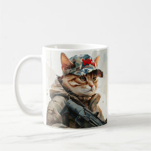 Coole MAGA-Katze mit Gun und Camouflage Niedlich A Kaffeetasse