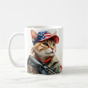 Coole MAGA-Katze mit Gun und Camouflage Niedlich A Kaffeetasse