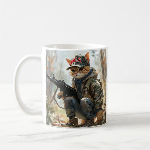 Coole MAGA-Katze mit Gun und Camouflage Niedlich A Kaffeetasse