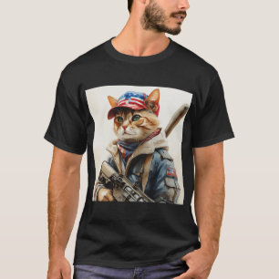 Coole MAGA-Katze mit Gun und Camouflage Niedlich A T-Shirt