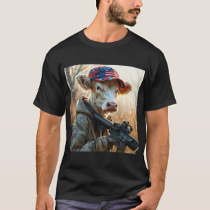 Coole MAGA Kuh mit Gun und Camouflage Niedlich AME T-Shirt