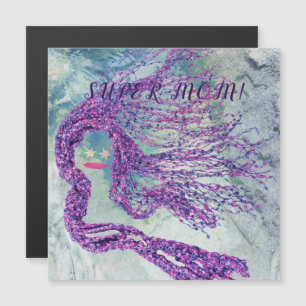 Coole Magnetkarte der Mutter mit rosa Haaren