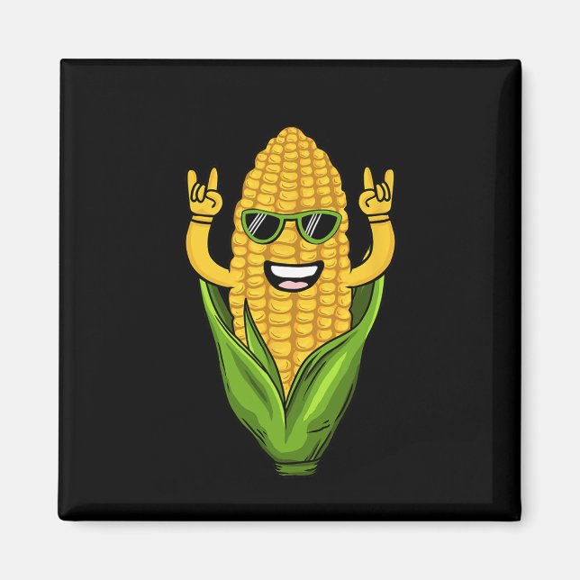 Coole Maiskunst Männer Bauer Tanzkorn auf Cob Magnet (Vorne)