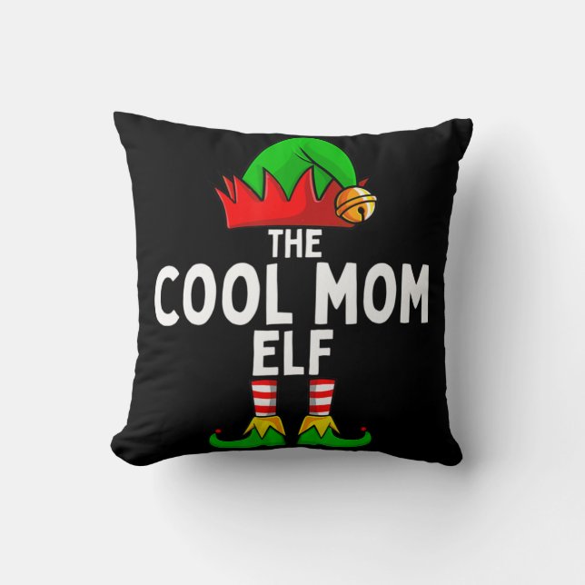 Coole Mama Elf Matching Familienweihn Kissen (Vorderseite)
