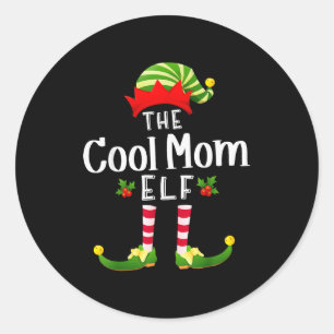 Coole Mama Weihnachtselfen passende Pyjama X-mas P Runder Aufkleber
