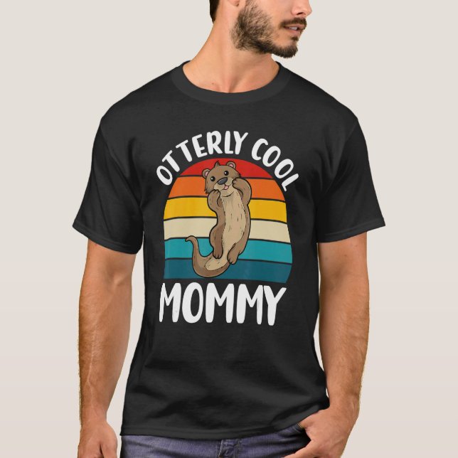 Coole Mami niedliches Otter Retro Mutter d T-Shirt (Vorderseite)