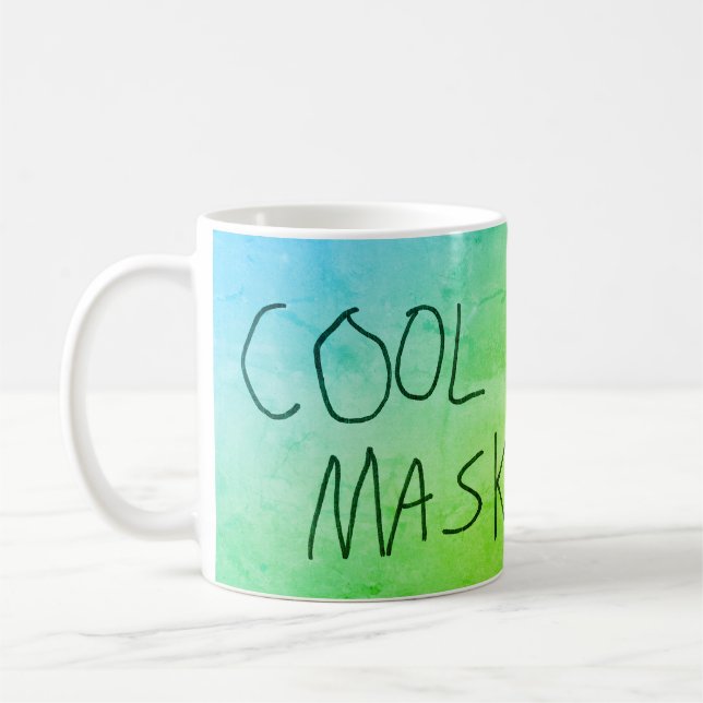 Coole Maske Original Handschrift blau und grün Kaffeetasse (Links)