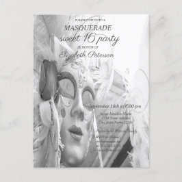 Coole Masquerade Chic Masque Sweet 16 Einladungspostkarte