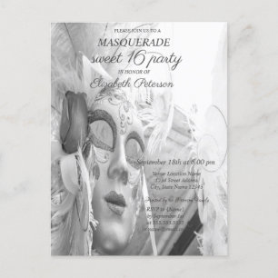 Coole Masquerade Chic Masque Sweet 16 Einladungspostkarte