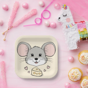 Coole Mäuse Maus Tiere Haustier Cartoon Valentinst Pappteller