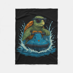 Coole Meeresschildkröte mit Sonnenbrille Jet-Ski S Fleecedecke