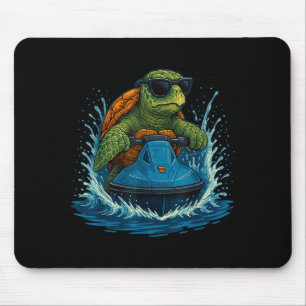 Coole Meeresschildkröte mit Sonnenbrille Jetski So Mousepad