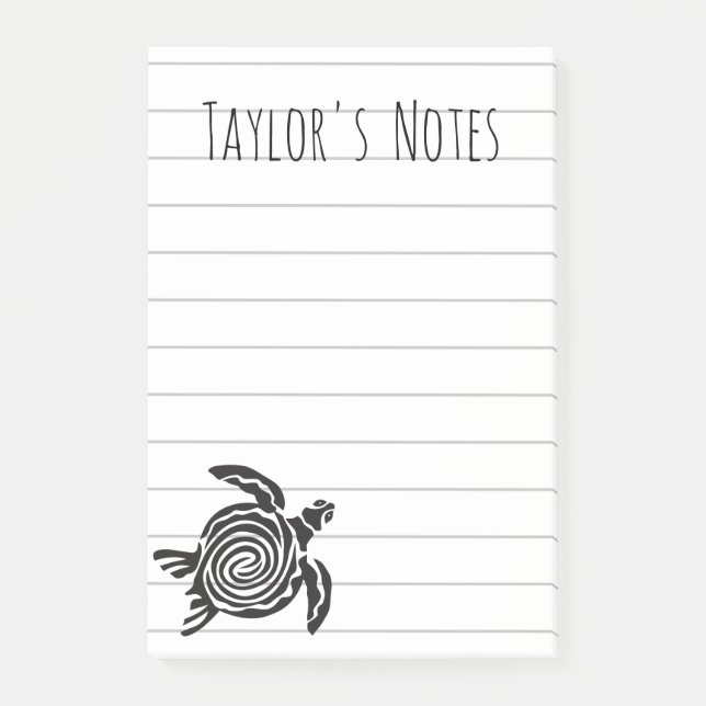 Coole Meeresschildkröte Personalisierter Name Nach Post-it Klebezettel (Vorderseite)