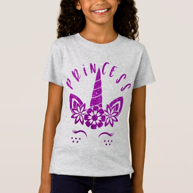 coole Meerjungfrau-Glitzer-Einhorn-Prinzessin T-Shirt (Vorderseite)