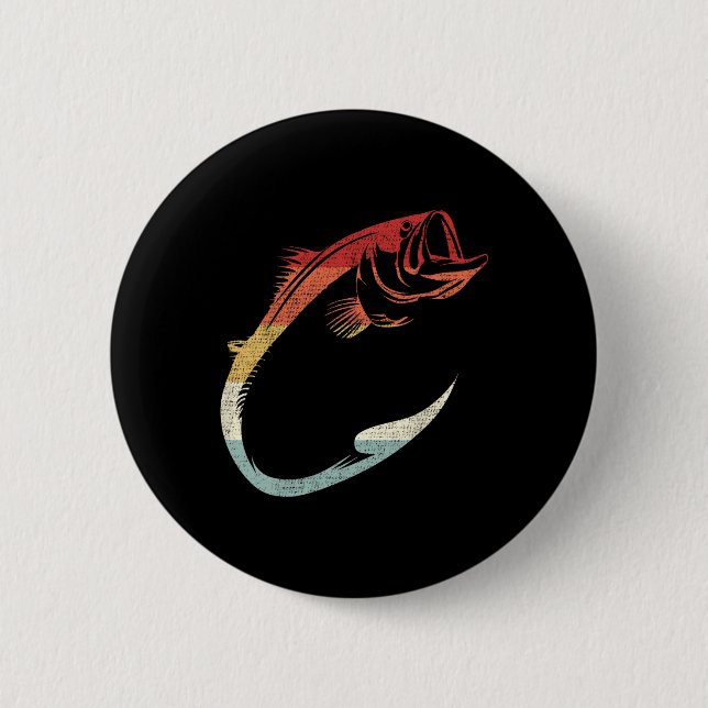 Coole minimale Fischhaken-Kunst für Angelfreunde Button (Vorderseite)