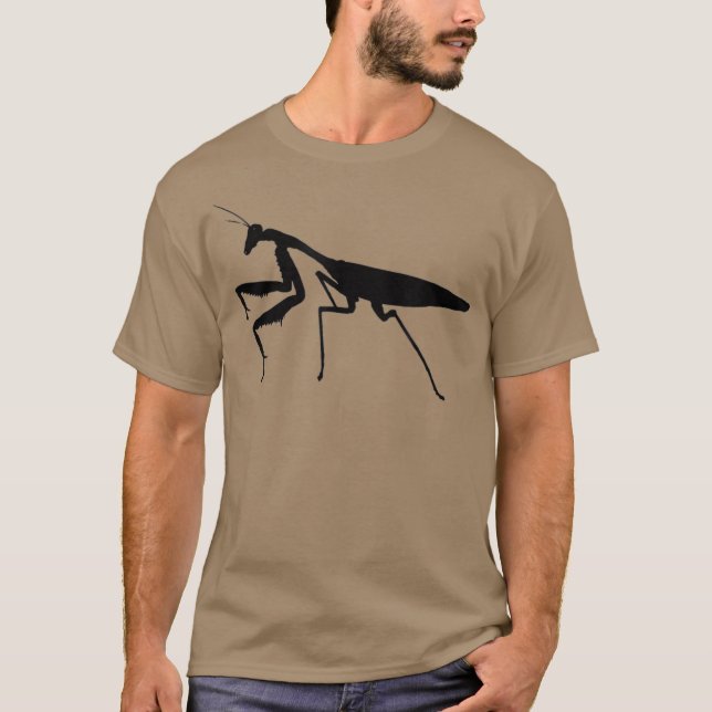 Coole Minimalistische Insekten beten Mantis T-Shirt (Vorderseite)