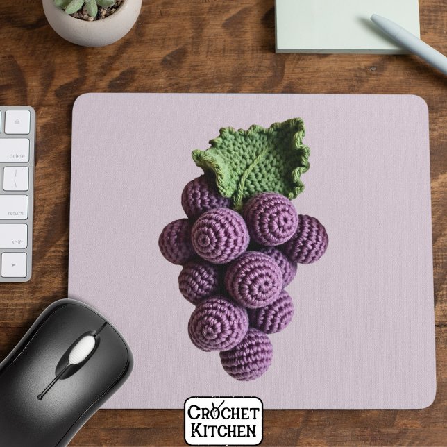 Coole Minimalistische Lila Oma Chic Crochet Traube Mousepad (Von Creator hochgeladen)