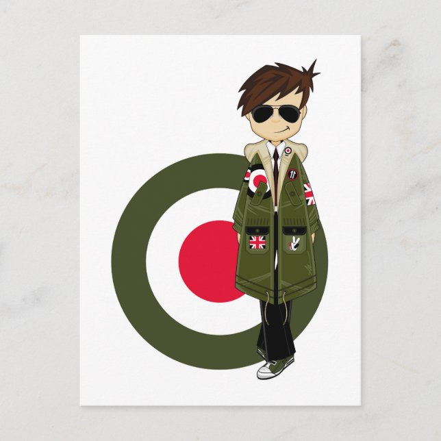 Coole Mod in Parka und Sonnenbrille Postkarte (Vorderseite)