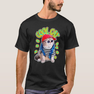 Coole Mode Süße Katze trägt Sonnenbrille T-Shirt