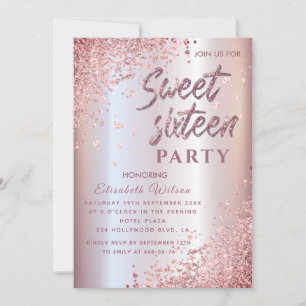 Coole moderne Diamant-Luxus-Rose Gold süß 16 Einladung