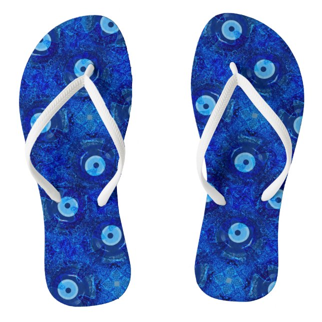 Coole, moderne digitale Kunst des blauen Auges Flip Flops (Fußbett)