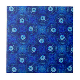 Coole, moderne digitale Kunst des blauen bösen Aug Fliese