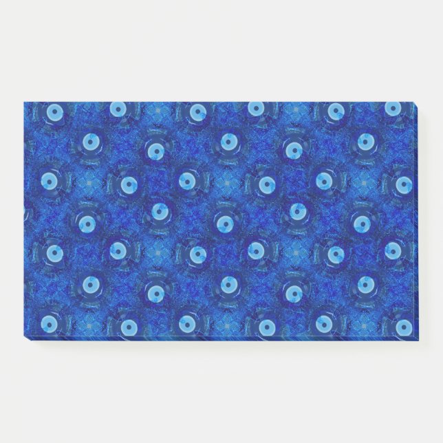 Coole, moderne digitale Kunst des blauen bösen Aug Post-it Klebezettel (Vorderseite)