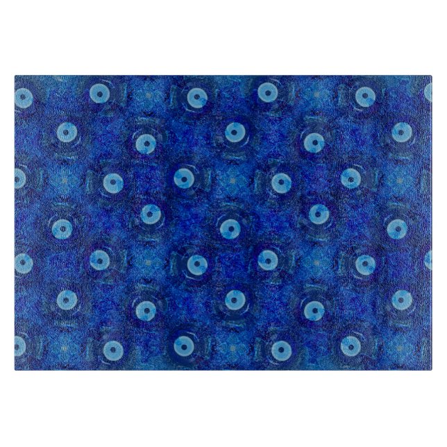 Coole, moderne digitale Kunst des blauen bösen Aug Schneidebrett (Vorderseite)