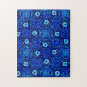 Coole, moderne digitale Kunst des blauen Puzzle