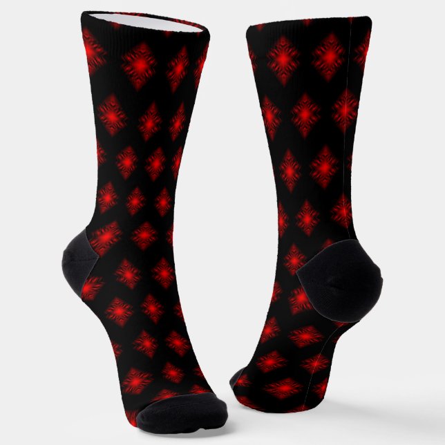 Coole moderne digitale Kunst - Rot und Schwarz Socken (Gewinkelt)