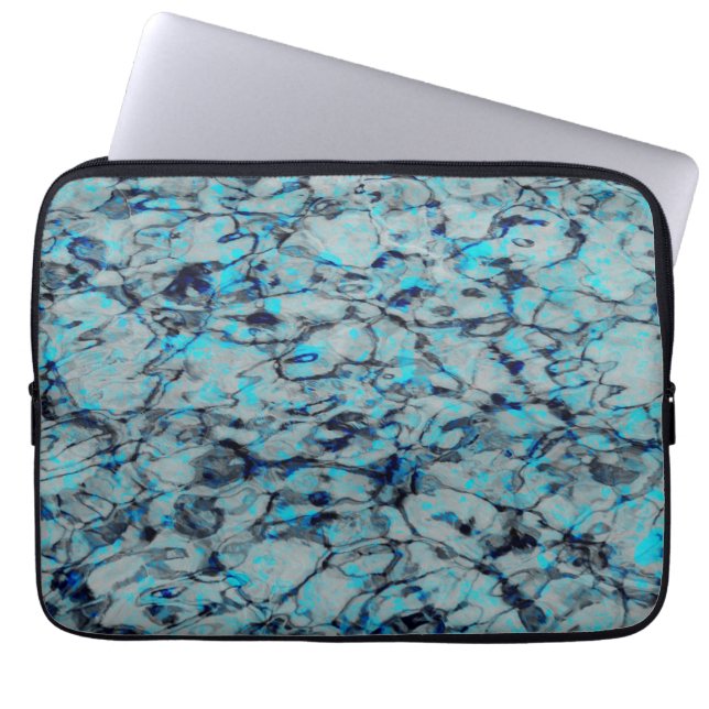 Coole, moderne Digitalkunst des blauen Wassers Laptopschutzhülle (Vorderseite)