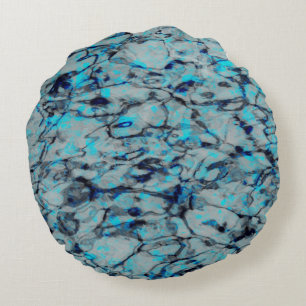 Coole, moderne Digitalkunst des blauen Wassers Rundes Kissen