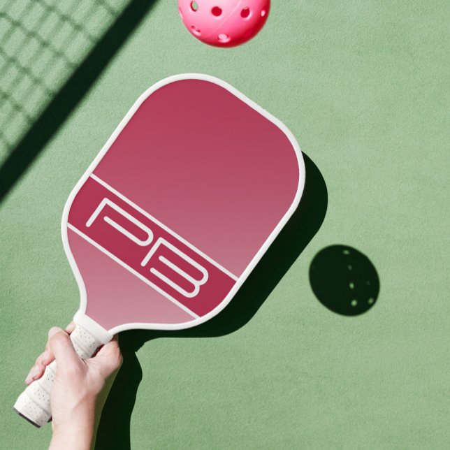 Coole moderne Doppelinitialen Gradient Magenta Rot Pickleball Schläger (Cool Modern Double Initials Gradient Magenta Red Pickleball Paddle)