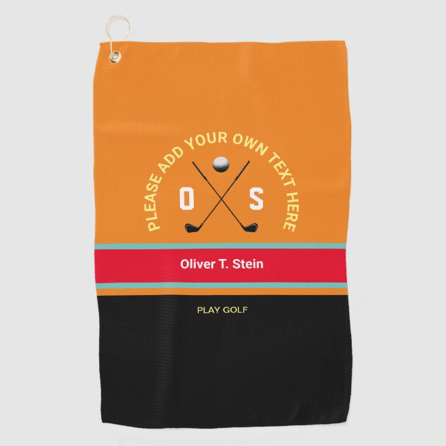 coole, moderne Farben Golf Handtuch mit Golfername (Vorderseite)