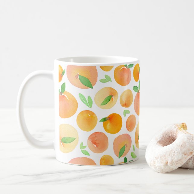 Coole moderne Fruchtpfirsichorange Tasse (Mit Donut)