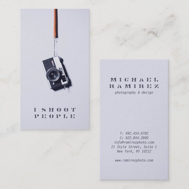 Coole, moderne, graue berufliche Fotokamera Visitenkarte (Vorne/Hinten)